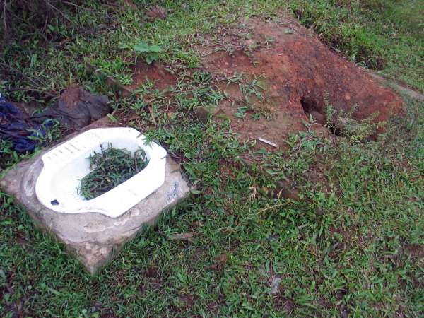In a 2005 development project, every Kri household received a latrine kit, with instructions for installation in Mrka Village. One man per family made the four-day round trip on foot to collect the donated materials, returning to install the latrines as intended. Villagers happily participated in this as a building project; they have since continued their traditional sanitary practices.