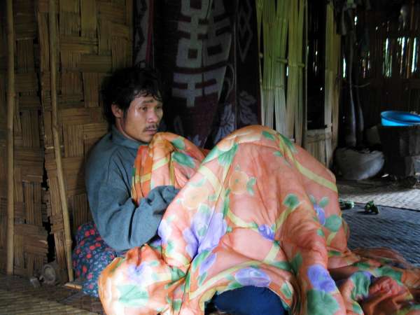 Heavy fever is common in Kri territory. It usually goes untreated, the causes not diagnosed. This Kri villager did not survive.