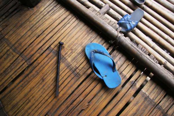 A giant nail is an all-purpose tool and rubber flip-flops are all-purpose footwear.